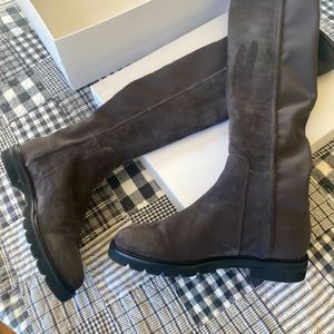 Stuart Weitzman lug sole suede boots NEW size 6 Mushroom $199